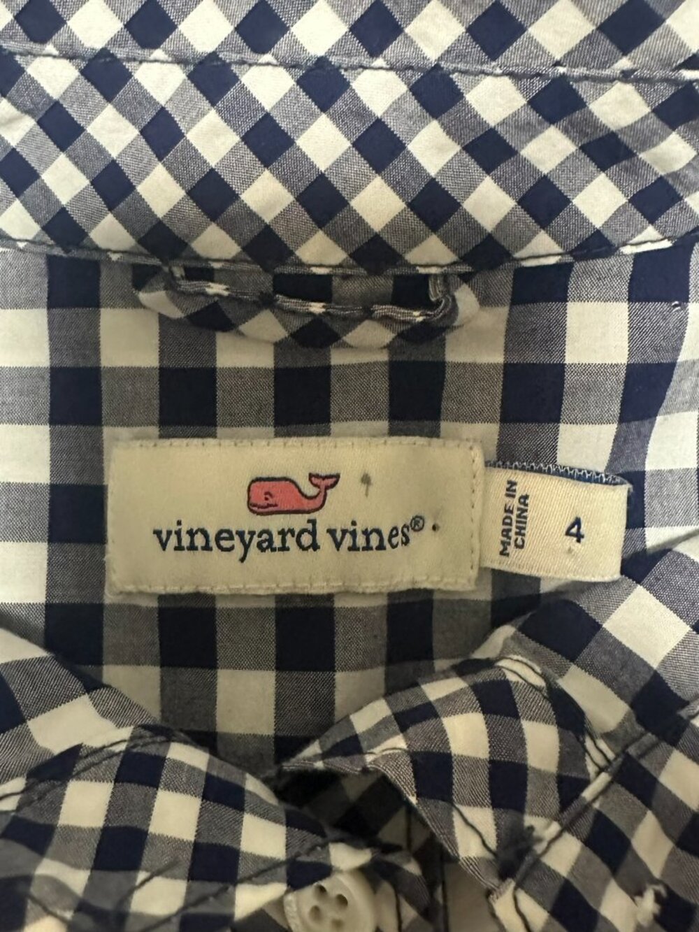 Vineyard Vines Navy Blue Gingham Sleeveless Dress - Size 4 Pockets Preppy - Picture 3 of 5